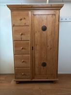 Antieke Grenen Kast met Lades & Hanggedeelte, Huis en Inrichting, Ophalen, Gebruikt, 100 tot 150 cm, Met lade(s)