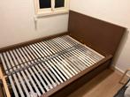 IKEA MALM bed met twee lades in walnoot + LÖNSET lattenbodem, Ophalen, Gebruikt, Bruin, Tweepersoons