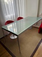 Eettafel ‘Pastoe’ glas - alu - bureau - design - tijdloos, Huis en Inrichting, Tafels | Eettafels, Ophalen, Gebruikt, 50 tot 100 cm