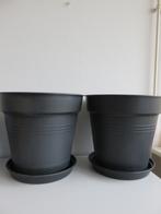 2 Grote Elho Green Basics grow bloempotten 40 cm met schotel, Kunststof, Gebruikt, 40 cm of meer, Rond