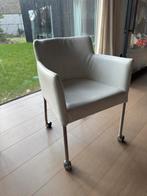 1 HVS Eetkamerstoel wit leer, Huis en Inrichting, Ophalen, Gebruikt, Twee, Wit