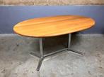Vintage Eettafel Ovaal Chroom Massief Eiken, Ophalen, Gebruikt, Eames Hansen Castelli Knoll Spectrum Gispen, 100 tot 150 cm