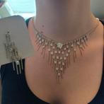 Zilverkleurige Ketting met bijpassende oorbellen, Overige materialen, Verstelbaar, Nieuw, Ophalen of Verzenden