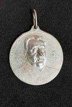 Antieke sterling zilver België medaille Dr Poels en Leo XIII, Verzenden, Zilver, Hanger