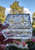 Prachtig vintage kristal)glazen floraal geslepen juwelendoos, Ophalen of Verzenden