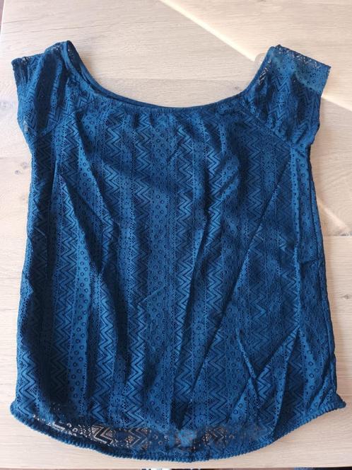 Blauwe top blauw topje C&A maat 170 176 shirt shirtje kant, Kinderen en Baby's, Kinderkleding | Maat 176, Zo goed als nieuw, Meisje