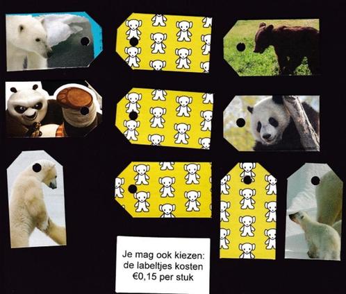9574) beren labeltje(s), 15 cent per stuk, Verzamelen, Dierenverzamelingen, Zo goed als nieuw, Ophalen of Verzenden