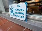 Oude PLV Blokhoofd Bescherming Bevolking Emaille Bord, Ophalen of Verzenden