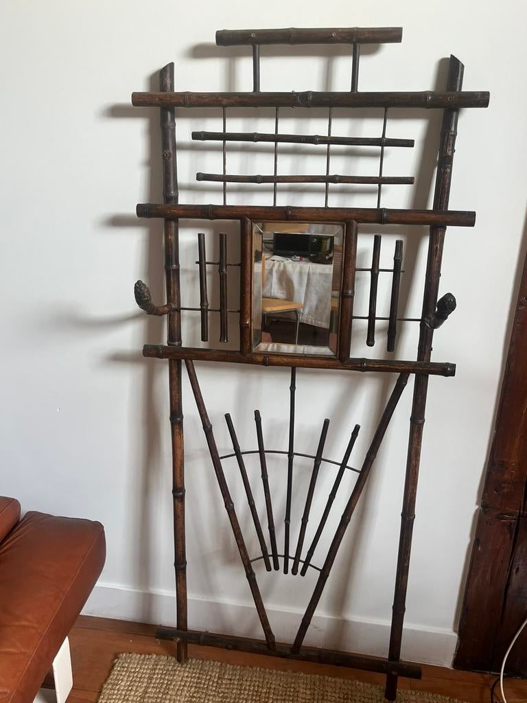 Vintage bamboe kapstok uit Frankrijk, Gebruikt, 100 tot 150 cm, Hout, Ophalen