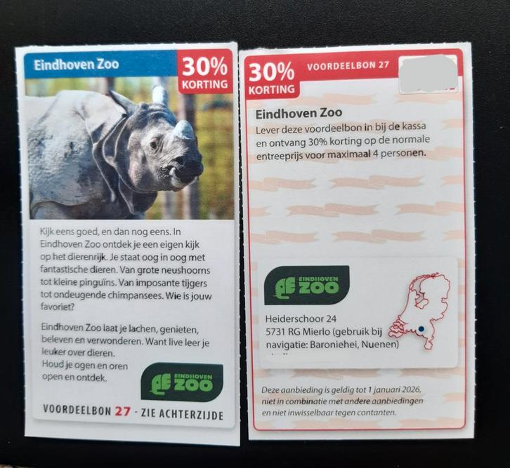 Eindhoven Zoo 30% korting voor max. 4 personen., Tickets en Kaartjes, Kortingen en Cadeaubonnen