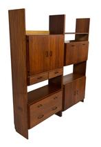 Vintage Simpla Lux Wandkast Wandmeubel Jaren 60 Teak Fineer, Met plank(en), Gebruikt, Vintage, Minder dan 150 cm