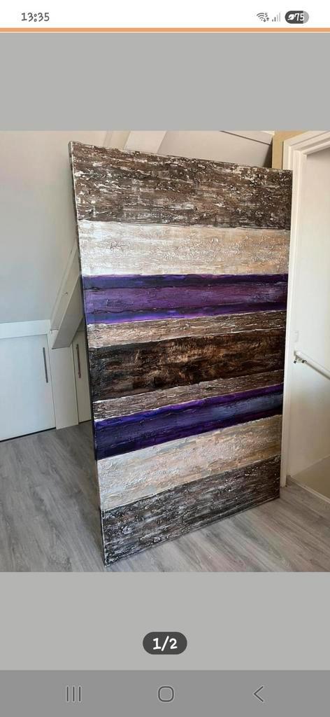 Abstract Kunstwerk met Paarse Accenten, Antiek en Kunst, Kunst | Schilderijen | Abstract, Ophalen of Verzenden