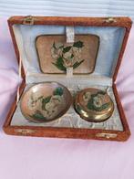 Cloisonné set messing in luxe origineel etui., Ophalen of Verzenden