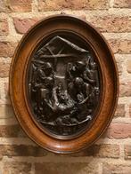 Kersttafereel in Houten Lijst, Antiek en Kunst, Ophalen of Verzenden