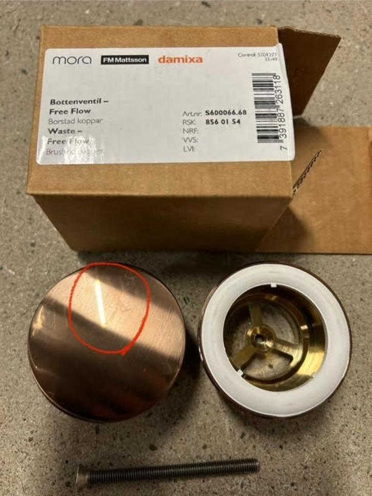 wastafelafvoerplug Koper met licht krasje, Doe-het-zelf en Verbouw, Sanitair, Zo goed als nieuw, Wastafel, Koper, Ophalen of Verzenden