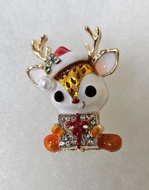 broche hert kerstmis kerst kerstmuts ree, Sieraden, Tassen en Uiterlijk, Broches, Nieuw, Overige materialen, Goud, Minder dan 4 cm