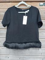 Zwart shirtje met namaakbont maat M Cherry Koko nieuw, Kleding | Dames, Nieuw, Ophalen of Verzenden, Zwart, Korte mouw