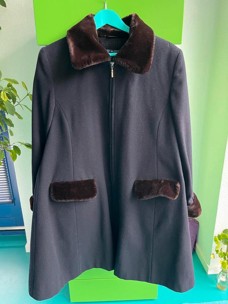 Kemper wollen winterjas maat 42, Kleding | Dames, Jassen | Winter, Zo goed als nieuw, Maat 42/44 (L), Blauw, Ophalen of Verzenden