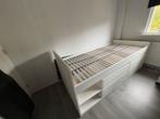 Eenpersoonsbed 90x200, Huis en Inrichting, Slaapkamer | Bedden, Ophalen, 90 cm, Eenpersoons, Wit