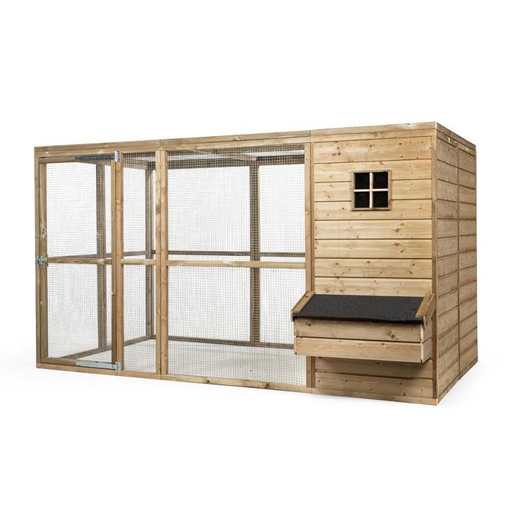 Houten kippenren met nachthok of sluis, Dieren en Toebehoren, Pluimvee | Toebehoren, Nieuw, Kippenhok of Kippenren, Ophalen of Verzenden