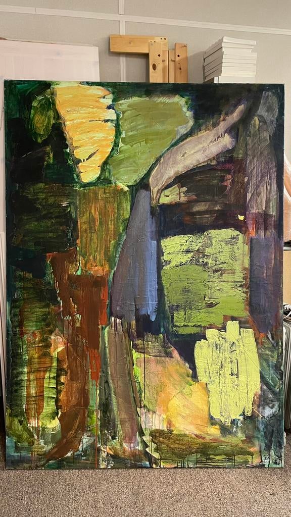 abstract expressief schilderij van Jan Zevenbergen, Antiek en Kunst, Kunst | Schilderijen | Abstract, Ophalen of Verzenden