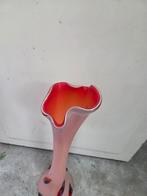 Hoge vintage glazen vaas met gekleurde spikkels, Ophalen of Verzenden