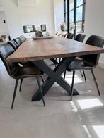 Houten eettafel x poot 220x100 x77, Ophalen, Gebruikt, 100 tot 150 cm, Eikenhout