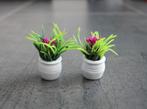 Plant in pot met bloemen miniatuur nieuw 1:12 Paars, Ophalen of Verzenden, Nieuw, Decoratie