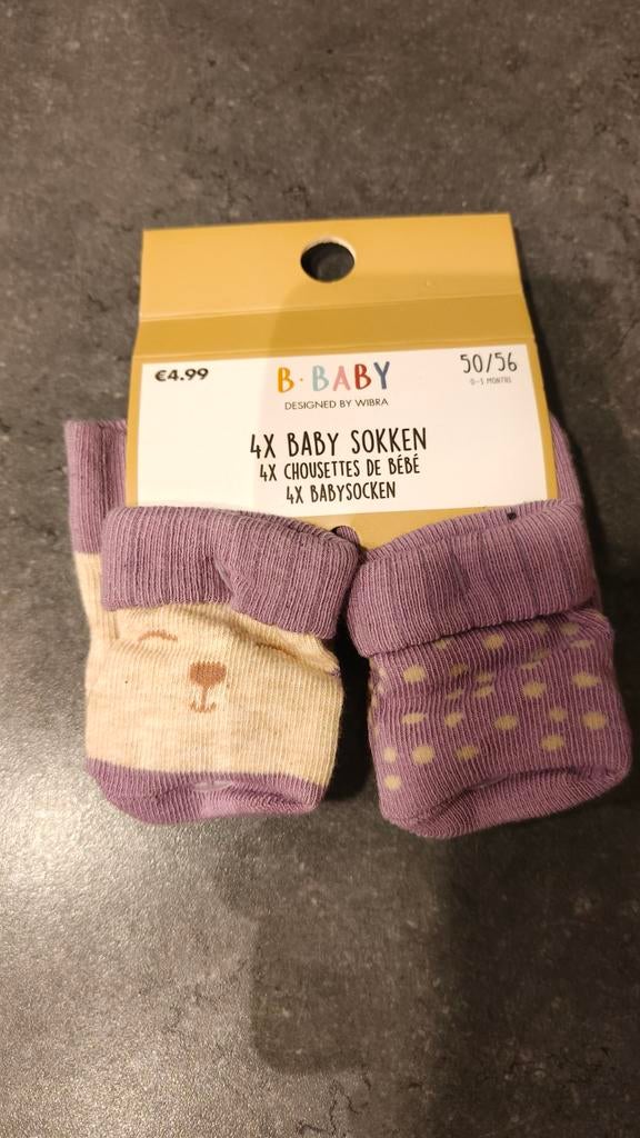 4 paar B.Baby babysokken maat 50/56, Kinderen en Baby's, Babykleding | Schoentjes en Sokjes, Ophalen of Verzenden