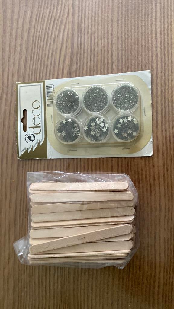Glitters en ijsstokjes, Fantasie, Zilver, Nieuw, Knutselmateriaal