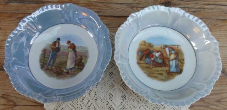 2 Franse brocante parelmoer schalen, Jean - François Millet, Antiek en Kunst, Curiosa en Brocante, Ophalen of Verzenden