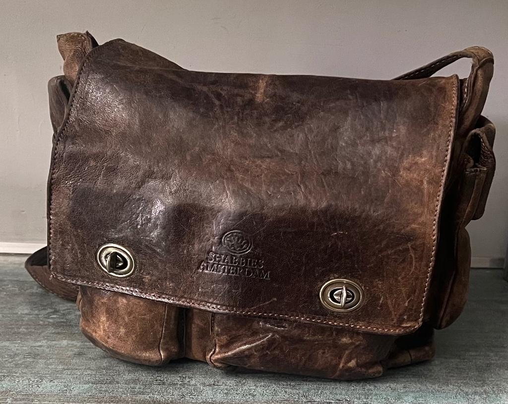 Shabbies. Leren schoudertas., Ophalen of Verzenden, Bruin, Leer