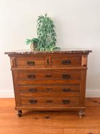 Antieke Ladekast met Marmeren Blad – 5 Lades, Huis en Inrichting, Ophalen, Gebruikt, 5 laden of meer, 50 tot 100 cm