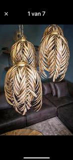 3 x Gouden Palmblad Hanglampen PTMD, Ophalen, 50 tot 75 cm, Nieuw, Metaal