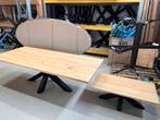 Super deal!  eiken eettafel rechthoek met salontafel, 200 cm of meer, Zo goed als nieuw, Vijf personen of meer, Eikenhout