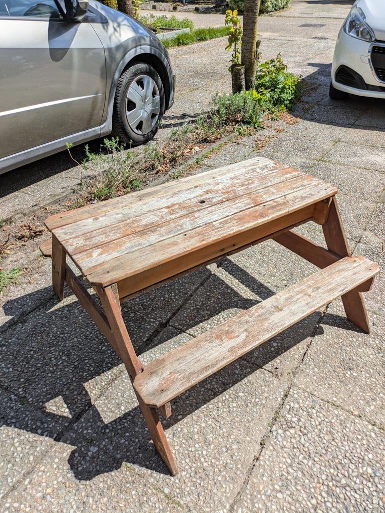 Houten kinderpicknicktafel met opbergruimte, Gebruikt, Rechthoekig, Hout, Ophalen