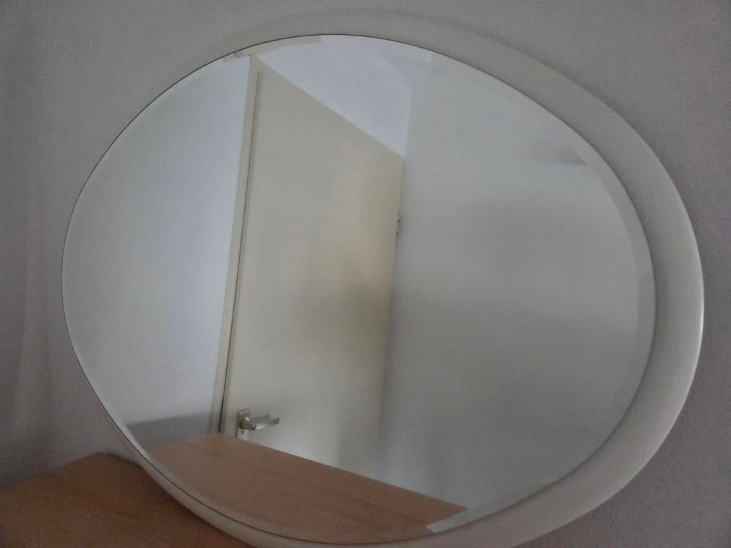 Witte ovale spiegel van mdf hout, Ophalen of Verzenden