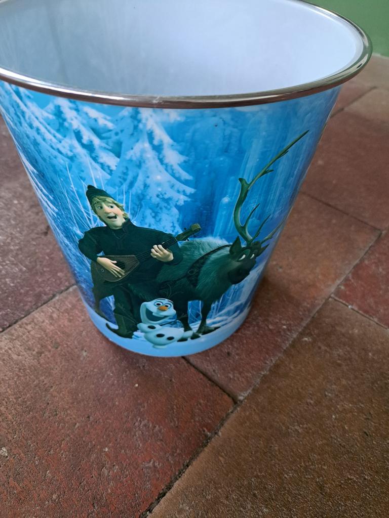 Frozen emmer/prullenbak, Ophalen, Kunststof, Zo goed als nieuw, Minder dan 10 liter