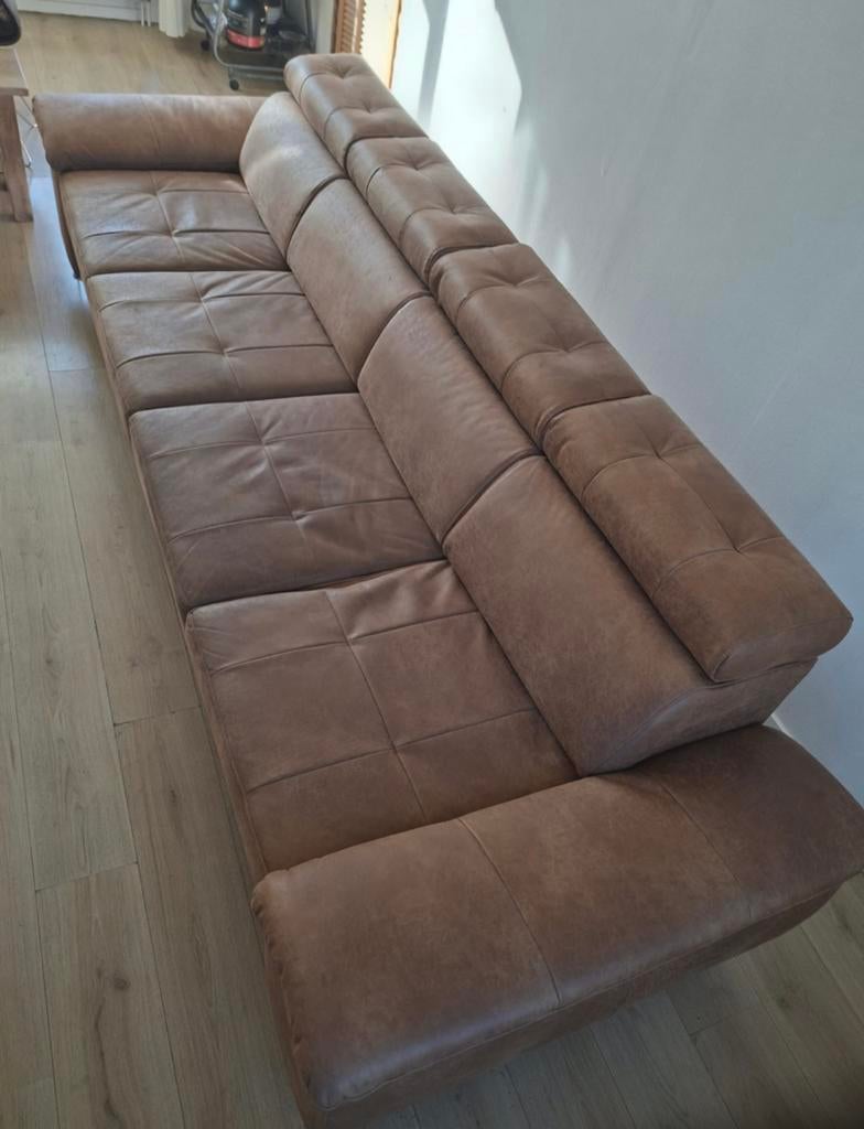 Grote cognac kleurige bank, Huis en Inrichting, Ophalen, Gebruikt, 300 cm of meer, 75 tot 100 cm