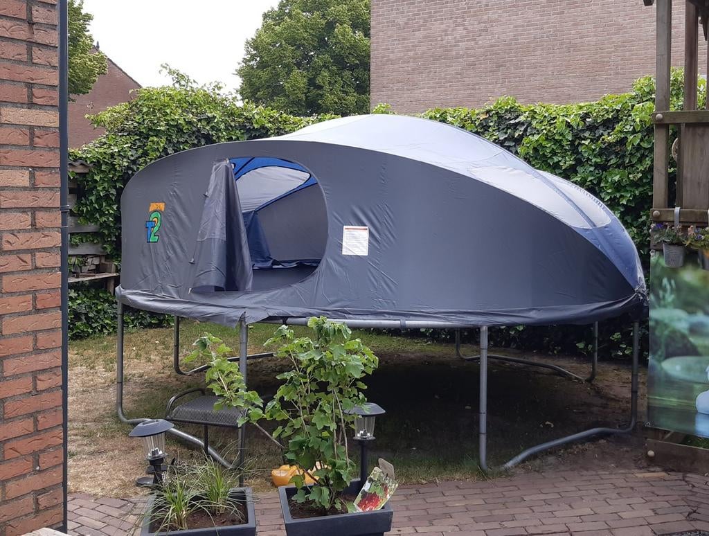 Trampoline 360 cm met trampolinetent en afdekzeil rond, Ophalen