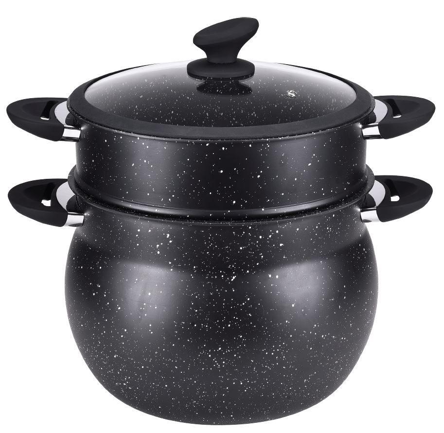 Couscous pan 6 of 9 liter Marmeren Coating PFAS vrij, Verzenden, Nieuw, Aluminium, Kookpan of Snelkookpan