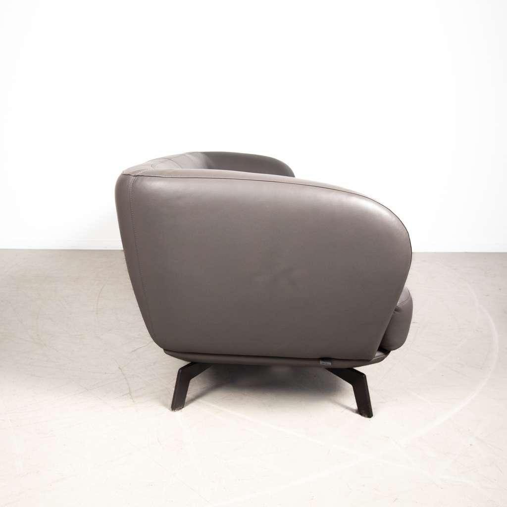 Leolux Flint 3,5-zits Bank Grijs Leer, Huis en Inrichting, Banken | Bankstellen, Niet ingevuld, Niet ingevuld, Driepersoons, Ophalen of Verzenden