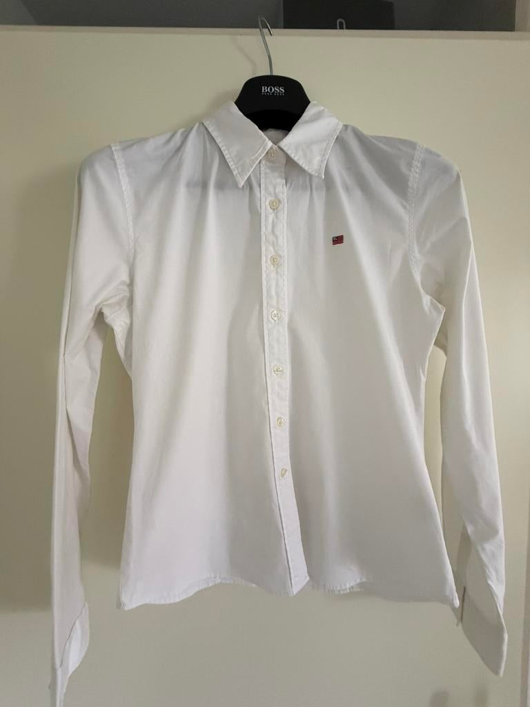 Polo Ralph Lauren blouse dames maat 10 slim fit, Ophalen of Verzenden, Zo goed als nieuw, Maat 38/40 (M), Wit