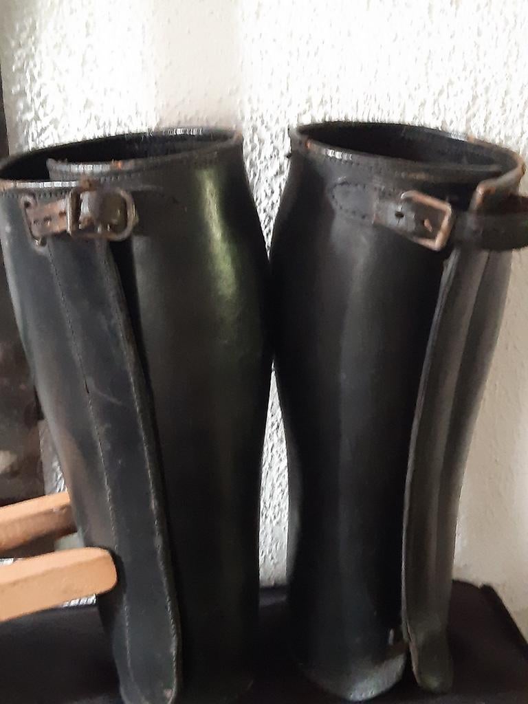 Lederen shabby beenkappen ,landelijk,stoer brocante, Antiek en Kunst, Ophalen of Verzenden