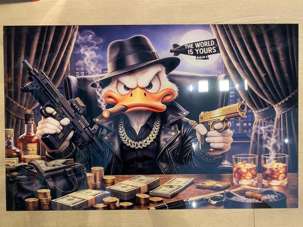 Dagobert Duck 'The World Is Yours' 80x50 cm, Ophalen of Verzenden