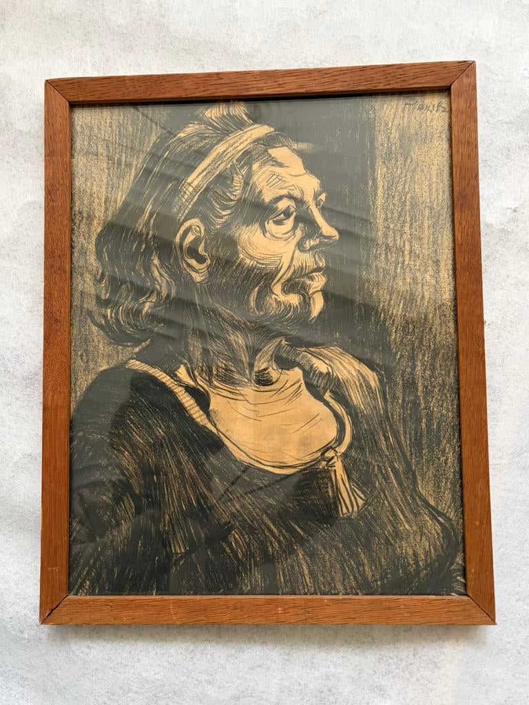 Gesigneerd portret / studie van vrouw - dame op leeftijd, Antiek en Kunst, Ophalen of Verzenden