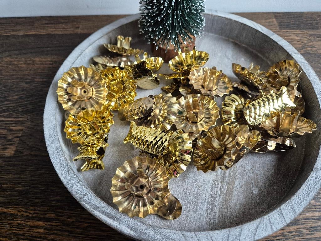 Kerstboom kaarsen klemmetjes goud, Diversen, Kerst, Gebruikt, Ophalen of Verzenden