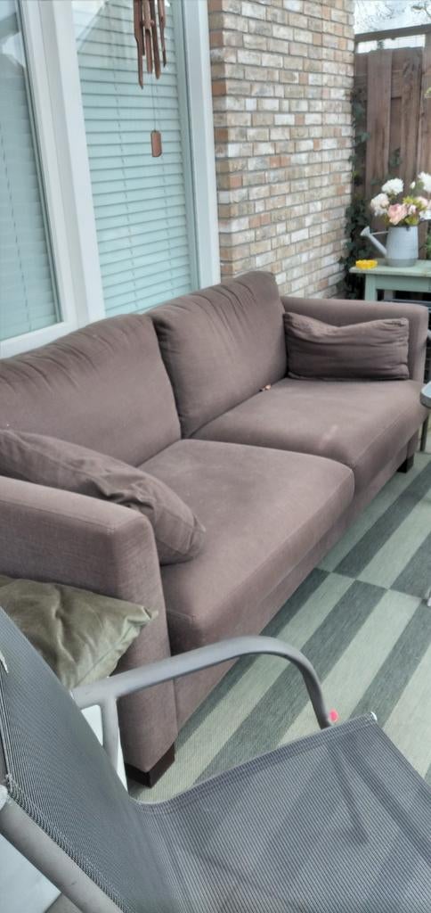 Bank 2 zits Zacht bruin  Gratis, Huis en Inrichting, Ophalen, Gebruikt, Tweepersoons, 75 tot 100 cm