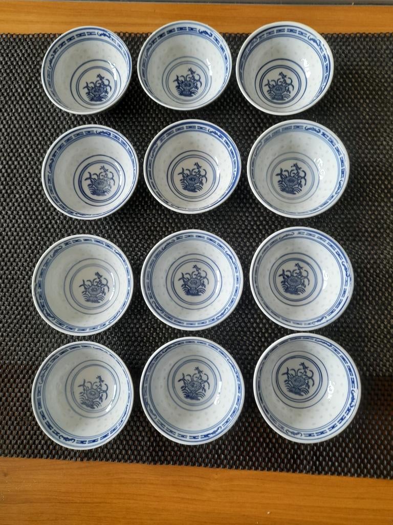 12 Chinese Jingdezhen rijstkommen, 9 cm, Ophalen of Verzenden, Zo goed als nieuw, Kom(men), Overige stijlen