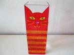 Glas kunst vintage vase vaas met rode kat kater poes, Antiek en Kunst, Ophalen of Verzenden